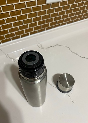 Gri Çelik Termos Matara - Görsel 4