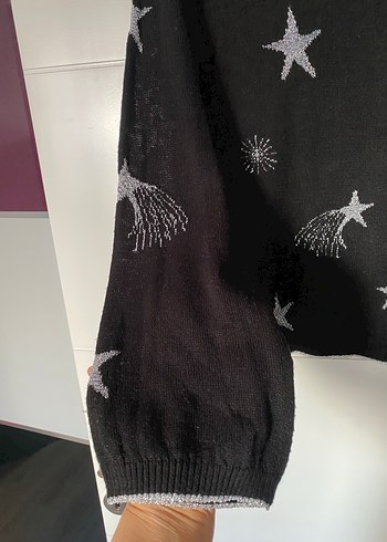 Gri Nakışlı Uzun Kollu Örgü Kadın Kazak - Görsel 5