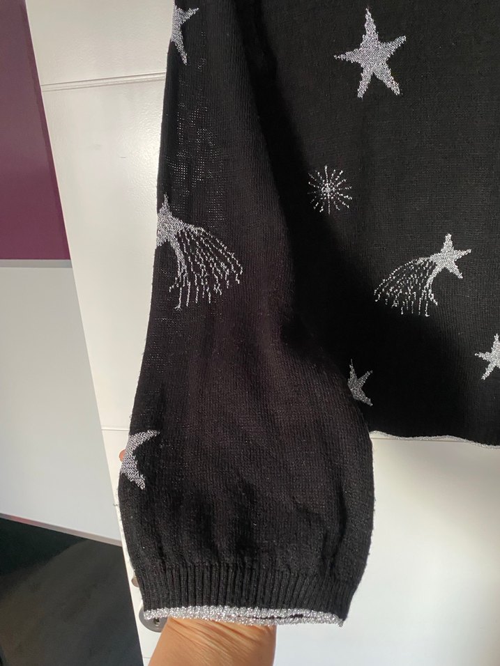 Gri Nakışlı Uzun Kollu Örgü Kadın Kazak - Görsel 5