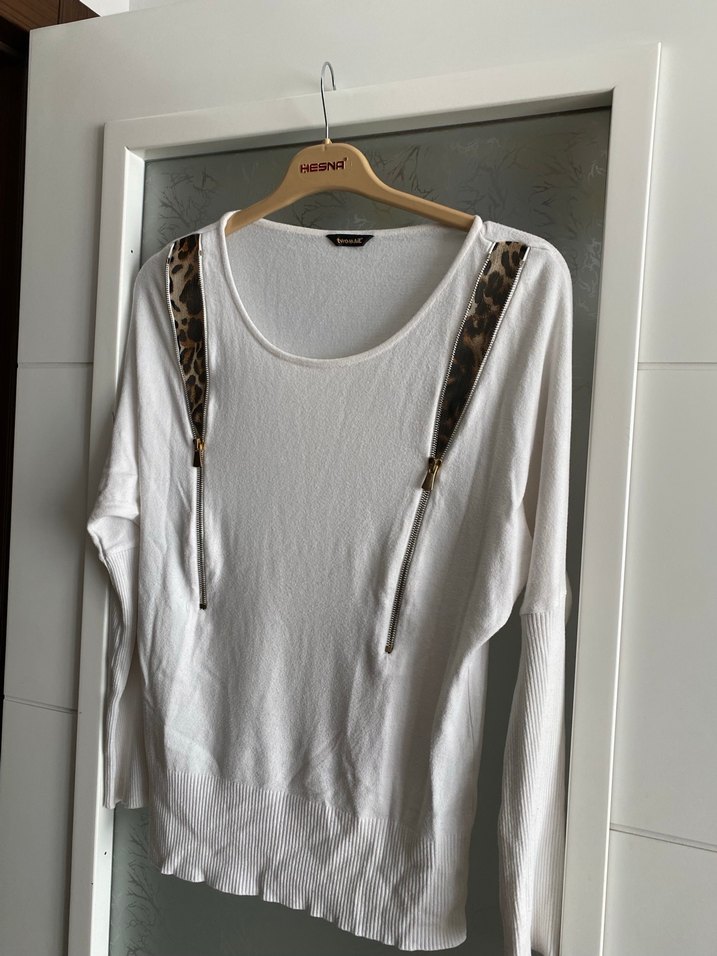 Leopar Desenli Askılı Beyaz Kadın Bluz - Görsel 5