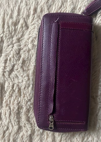 Mor Deri Kadın Cüzdanı Fermuarlı - Görsel 2