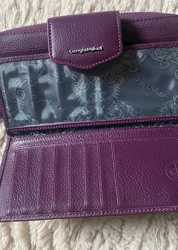 Mor Deri Kadın Cüzdanı Fermuarlı - Görsel 4