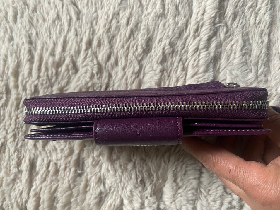 Mor Deri Kadın Cüzdanı Fermuarlı - Görsel 3
