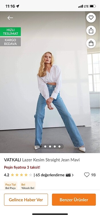 Vatkalı straight jean