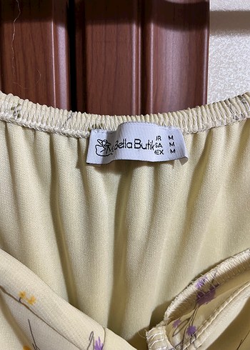 m Beden Sarı Kat Kat Fırfırlı Midi Elbise
