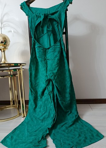 Uzun Drapeli Yeşil Bohem Kadın Elbise - Görsel 10