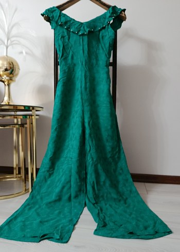 Uzun Drapeli Yeşil Bohem Kadın Elbise - Görsel 5