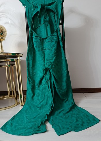 Uzun Drapeli Yeşil Bohem Kadın Elbise - Görsel 7