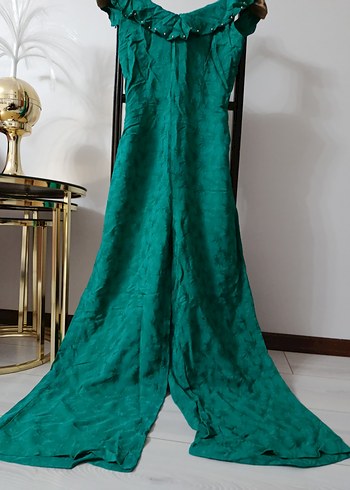 Uzun Drapeli Yeşil Bohem Kadın Elbise - Görsel 2