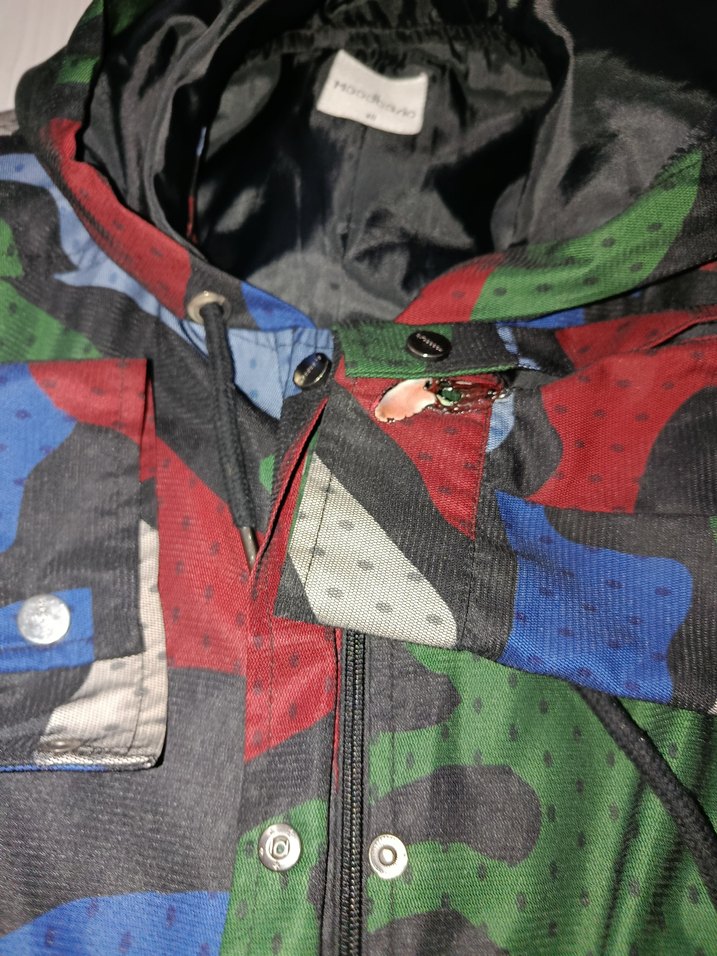 Kadın Çok Renkli Kamuflaj Desenli Uzun Yağmurluk - Görsel 5