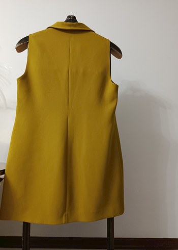 Sarı Düğmeli Kadın Uzun Yelek - Görsel 9