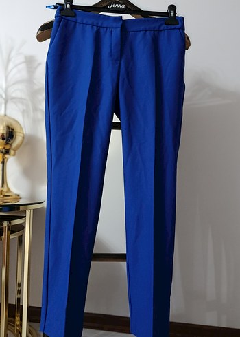 Mavi Kemerli Kadın Kumaş Pantolon - Görsel 2