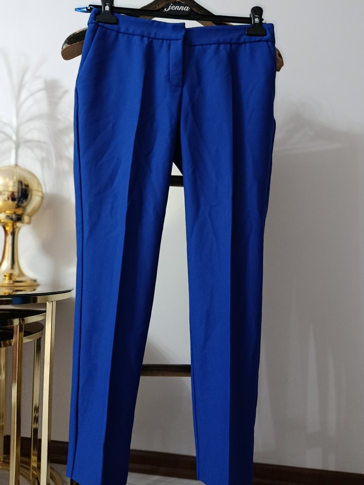 Mavi Kemerli Kadın Kumaş Pantolon - Görsel 2