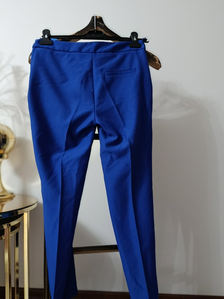 Mavi Kemerli Kadın Kumaş Pantolon - Görsel 4