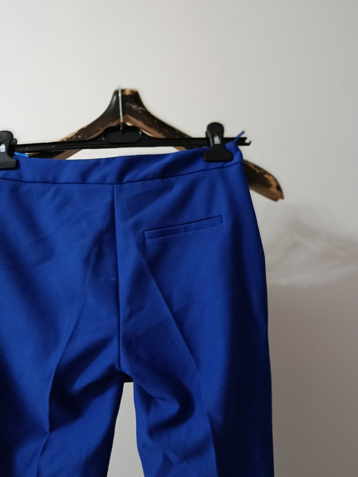 Mavi Kemerli Kadın Kumaş Pantolon - Görsel 3