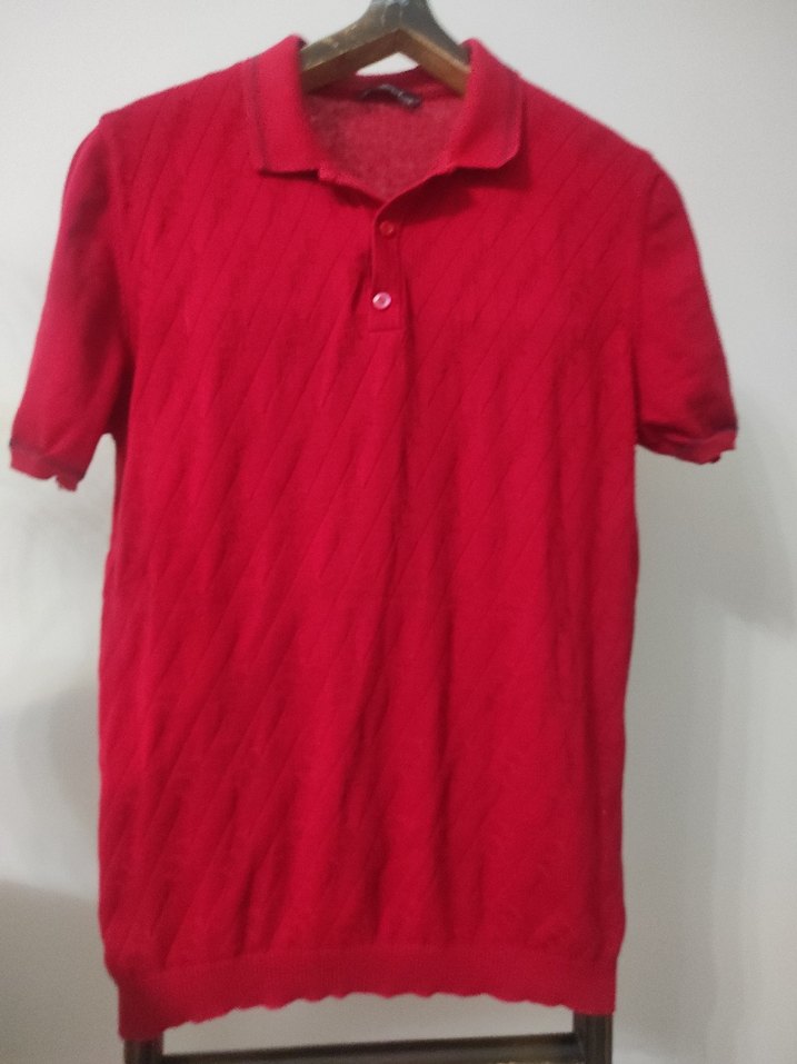 Erkek Kırmızı Kısa Kollu Polo Tişört - Görsel 3