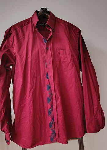 Bordo Düğmeli Erkek Gömlek - Görsel 2