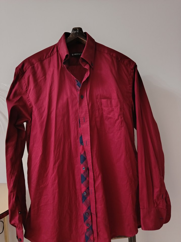 Bordo Düğmeli Erkek Gömlek - Görsel 4