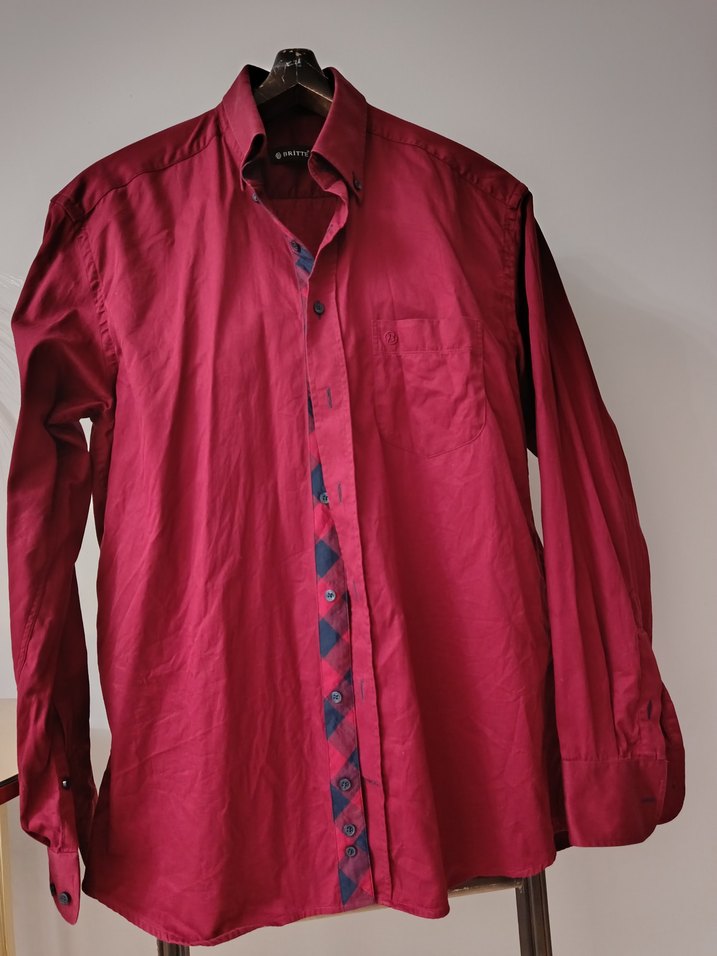 Bordo Düğmeli Erkek Gömlek - Görsel 2