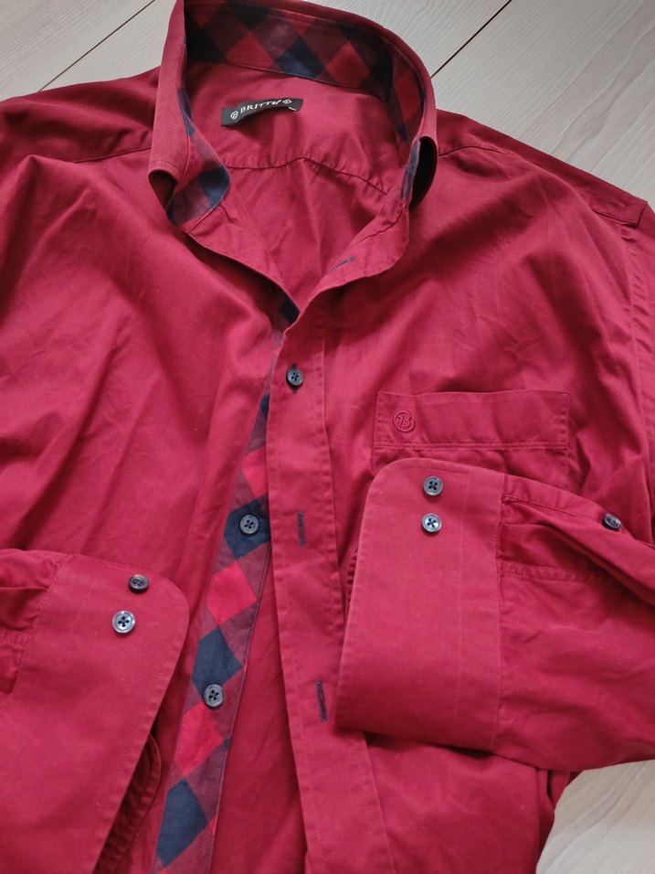 Bordo Düğmeli Erkek Gömlek - Görsel 3