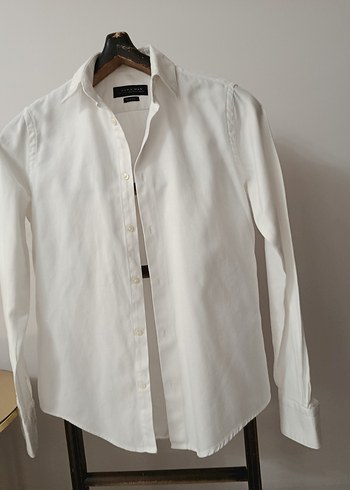 Erkek Beyaz Pamuklu Uzun Kollu Gömlek - Görsel 5