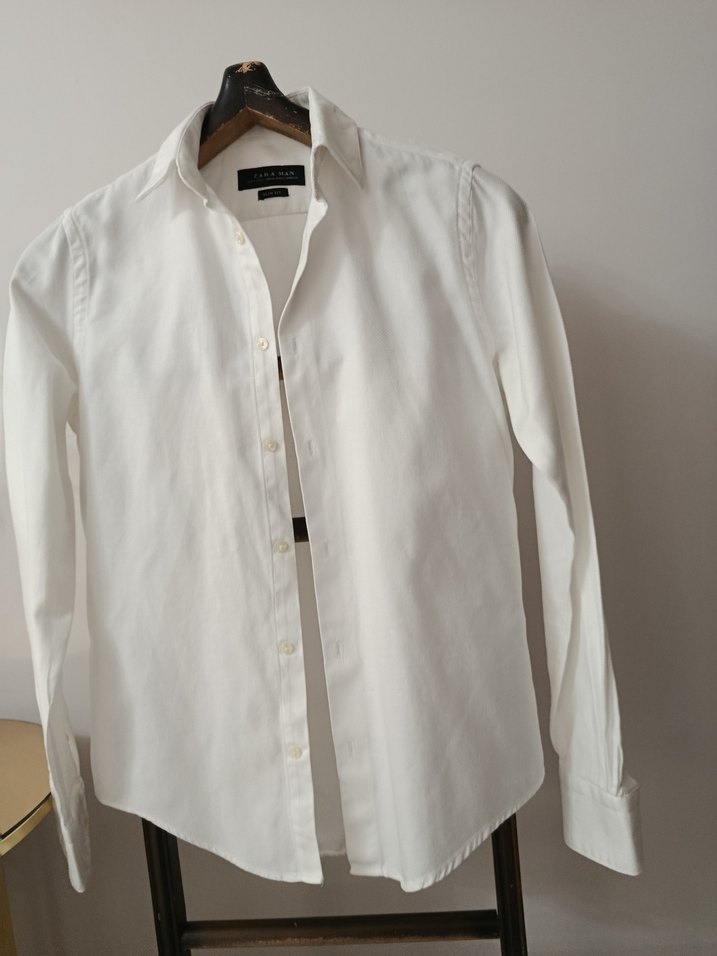 Erkek Beyaz Pamuklu Uzun Kollu Gömlek - Görsel 5