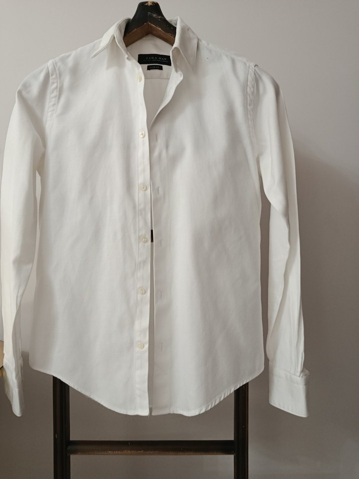 Erkek Beyaz Pamuklu Uzun Kollu Gömlek - Görsel 2