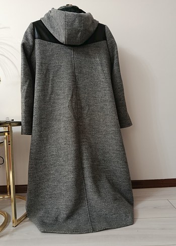 Gri Uzun Yünlü Hamile Kabanı - Görsel 6