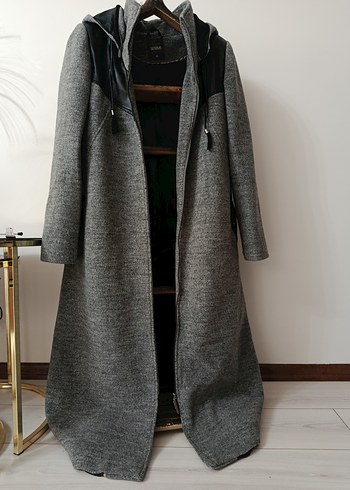 Gri Uzun Yünlü Hamile Kabanı - Görsel 2