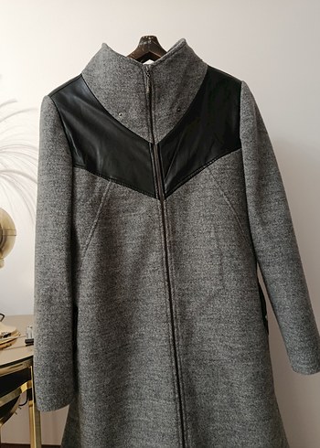 Gri Uzun Yünlü Hamile Kabanı - Görsel 8