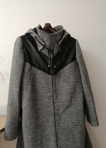 Gri Uzun Yünlü Hamile Kabanı - Görsel 4