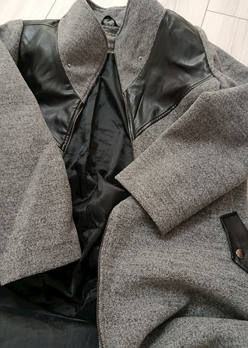 Gri Uzun Yünlü Hamile Kabanı - Görsel 11