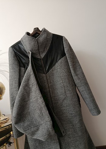 Gri Uzun Yünlü Hamile Kabanı - Görsel 12