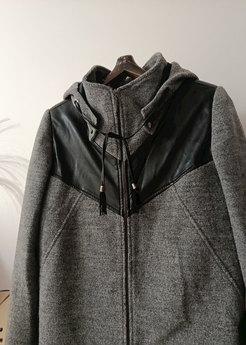 Gri Uzun Yünlü Hamile Kabanı - Görsel 3