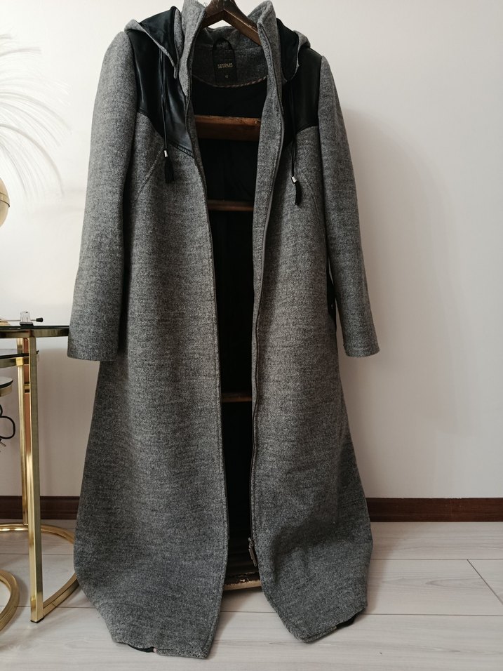 Gri Uzun Yünlü Hamile Kabanı - Görsel 2