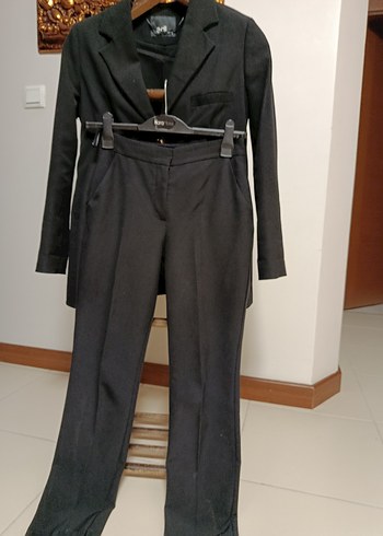 Kemerli Siyah Kumaş Kadın Pantolon - Görsel 3