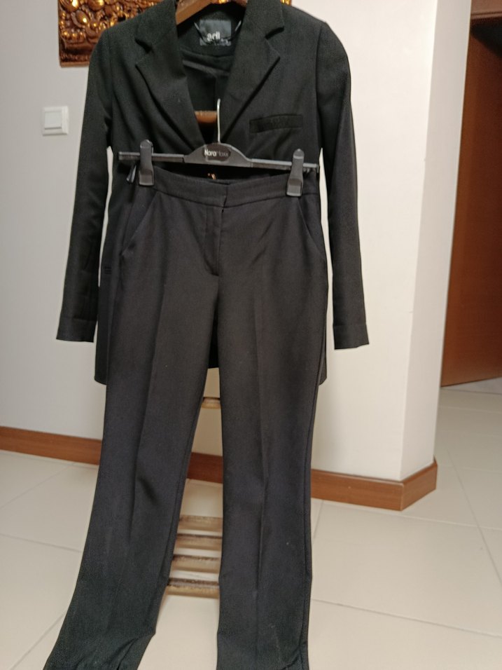 Kemerli Siyah Kumaş Kadın Pantolon - Görsel 3