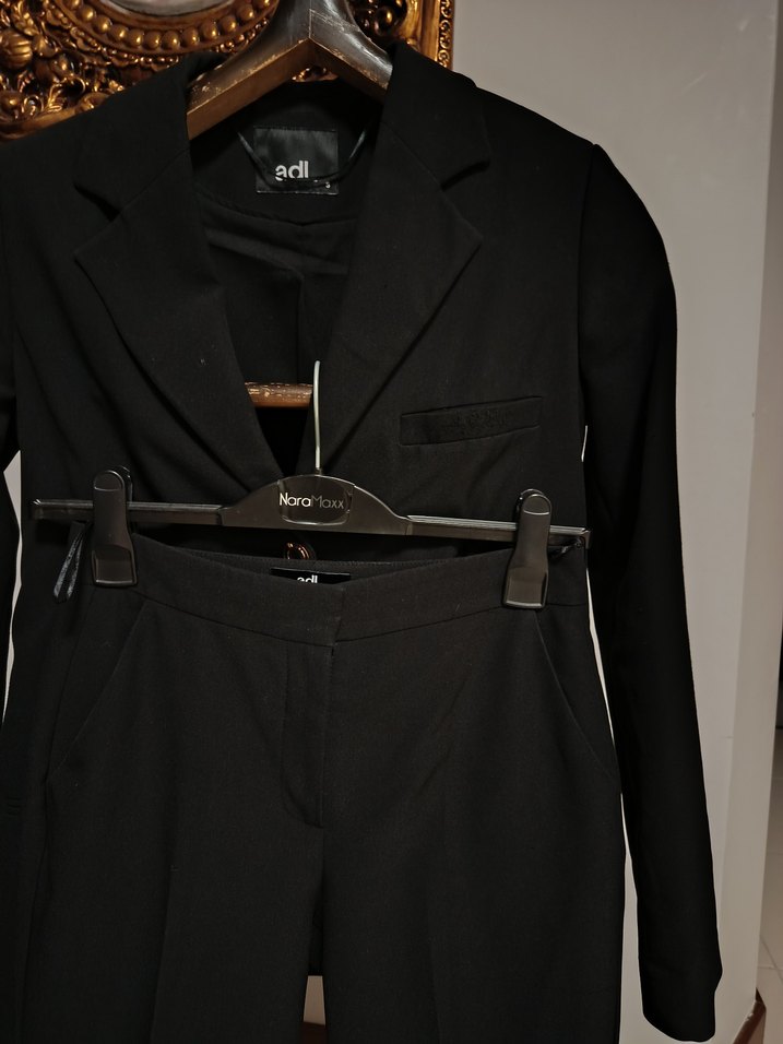 Kemerli Siyah Kumaş Kadın Pantolon - Görsel 2