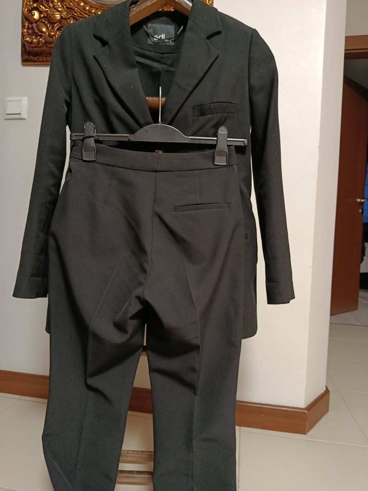 Kemerli Siyah Kumaş Kadın Pantolon - Görsel 4