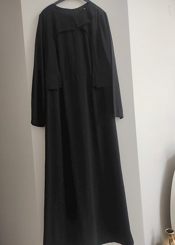 xl Beden Drapeli Siyah Uzun Kollu Kadın Elbise