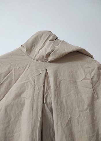 Bej Kadın Midi Keten Yağmurluk - Görsel 10