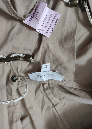 Bej Kadın Midi Keten Yağmurluk - Görsel 7