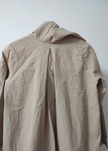 Bej Kadın Midi Keten Yağmurluk - Görsel 8
