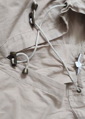 Bej Kadın Midi Keten Yağmurluk - Görsel 5