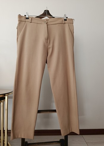 xxl Beden camel Renk Bej Kadın Kumaş Pantolon Midi Boy