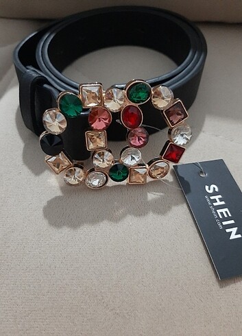 Sheinside taşlı toka detaylı kemer 
