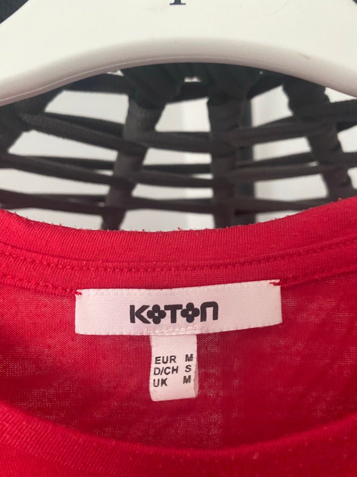 Renkli Baskılı Kırmızı Pamuklu Tişört - Görsel 3