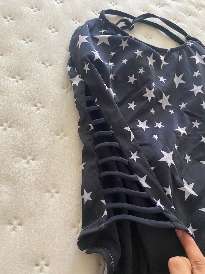 Siyah Yıldız Desenli Strappy Mayo - Görsel 2