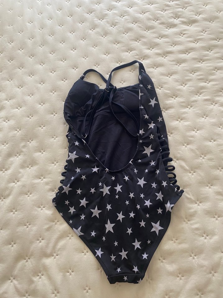 Siyah Yıldız Desenli Strappy Mayo - Görsel 3