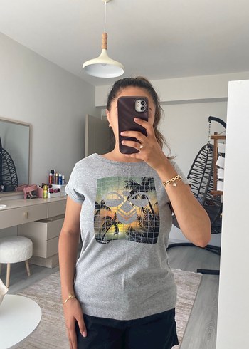 Hummel Gri Baskılı Kadın Tişört
